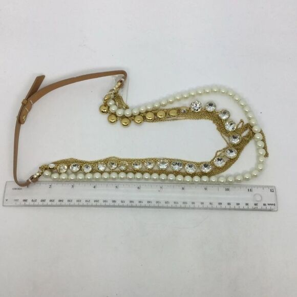 NWT Ann Taylor Goldtone Faux Pearl Layered Chain Necklace 32" - Picture 5 of 5